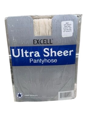 Excell Ultra Sheer Pantyhose 100% Nylon First Quality One Size Off White 100-160